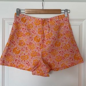 NWT Zara pink orange floral shorts